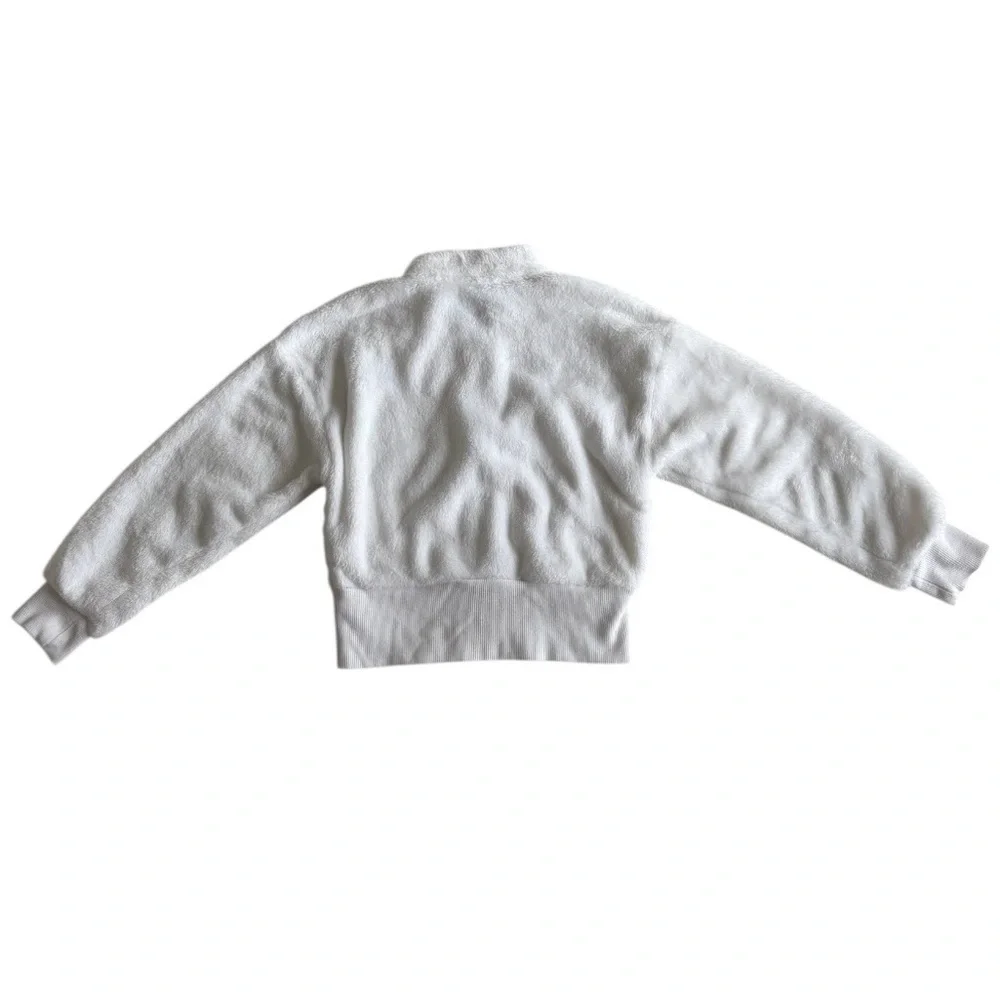 Under Armour Kids White Sherpa Full-Zip Jacket with Purple Logo Girls 6